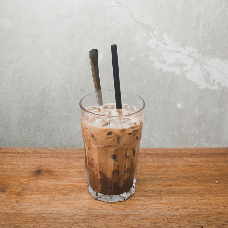 Glass of iced coffee.