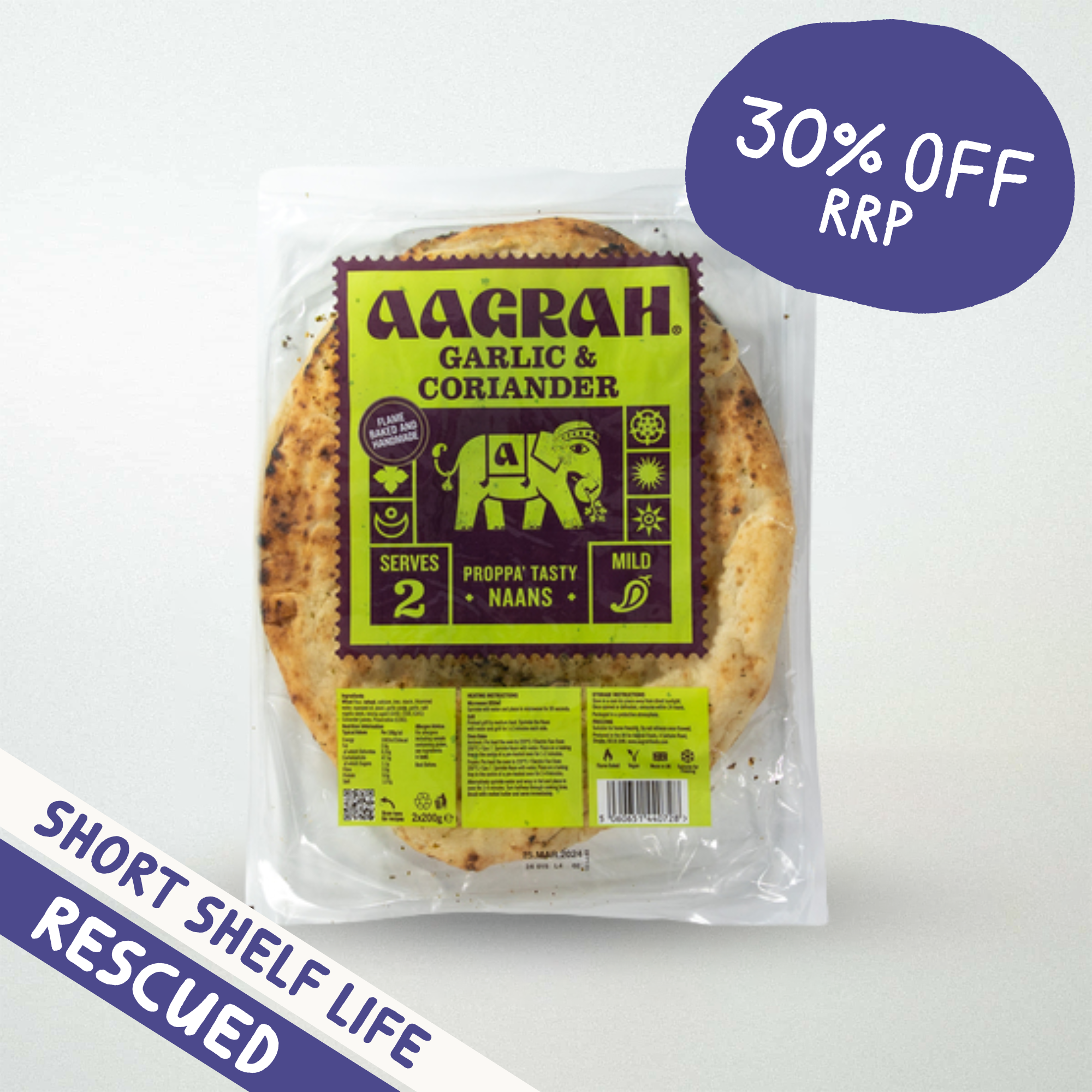 Aagrah Garlic & Coriander Naan 2 Pack