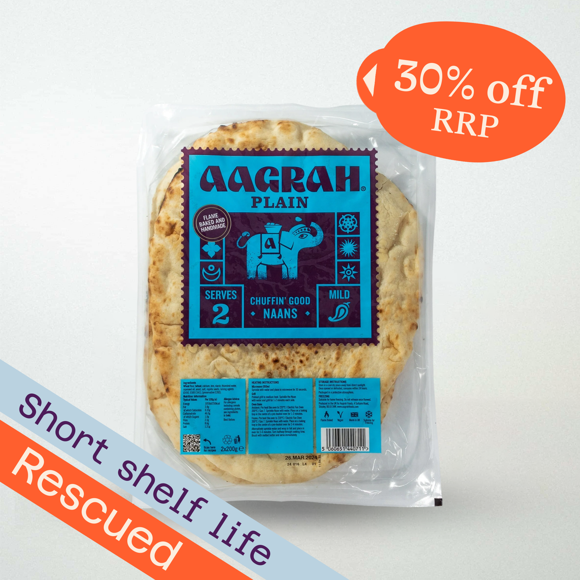 Aagrah Plain Naan 2 Pack