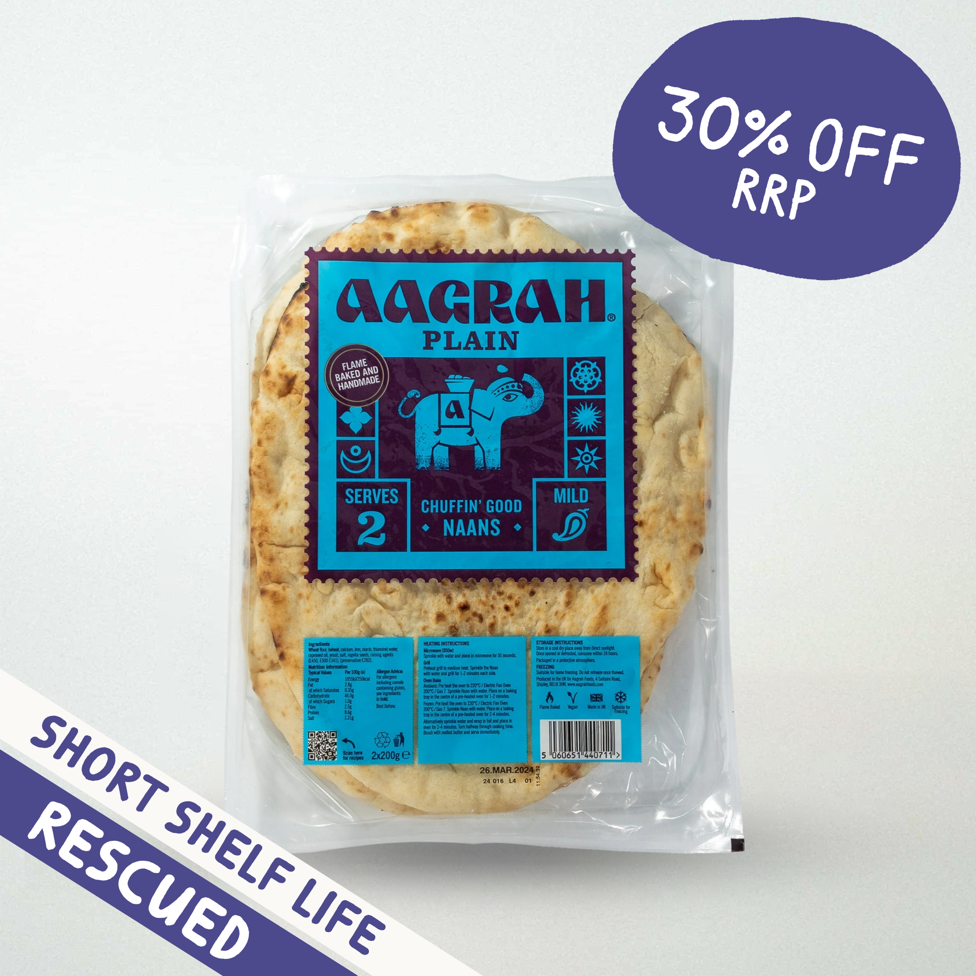 Aagrah Plain Naan 2 Pack