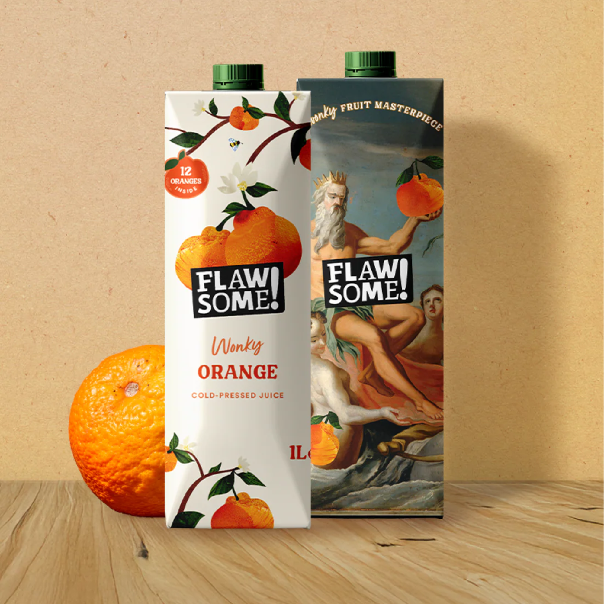 Flawsome! Wonky Orange Cold-Pressed Juice Carton