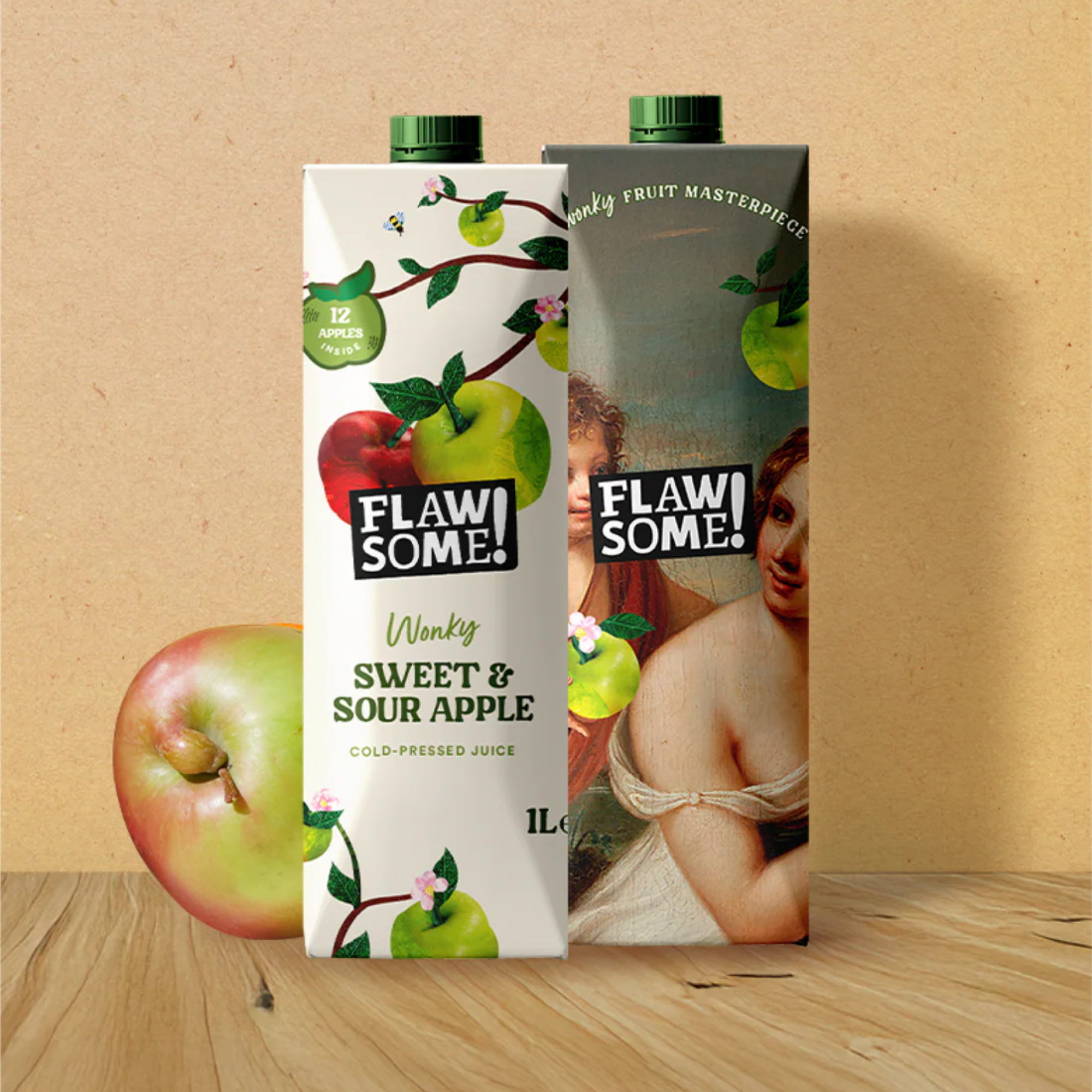 Flawsome! Wonky Sweet & Sour Apple Cold-Pressed Juice Carton