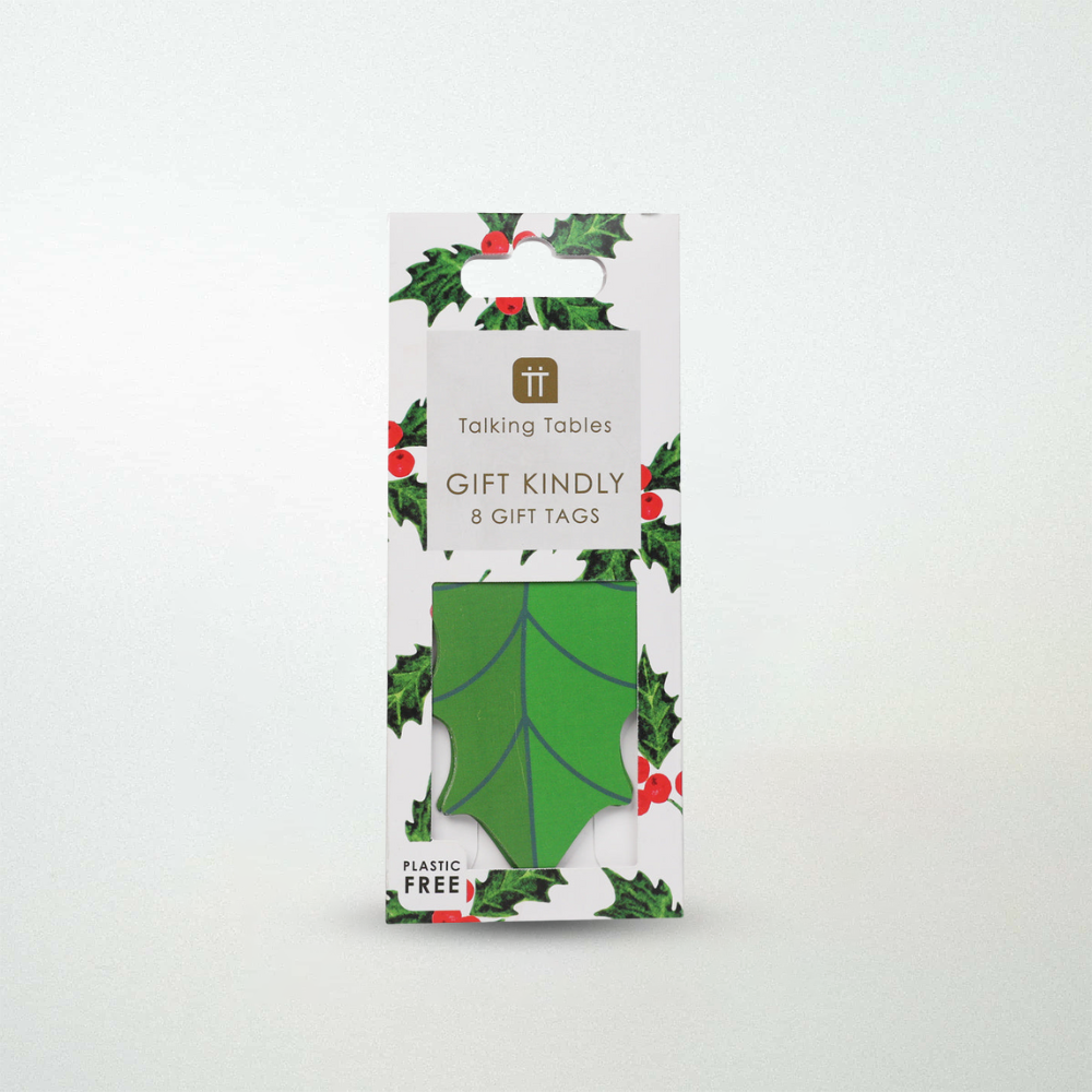 Talking Tables Holly White Christmas Gift Tags 8 Pack