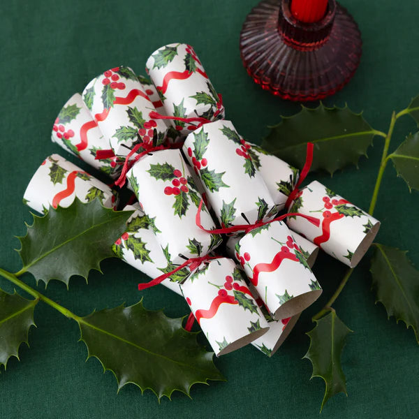 Talking Tables Holly White Christmas Crackers 12 Pack
