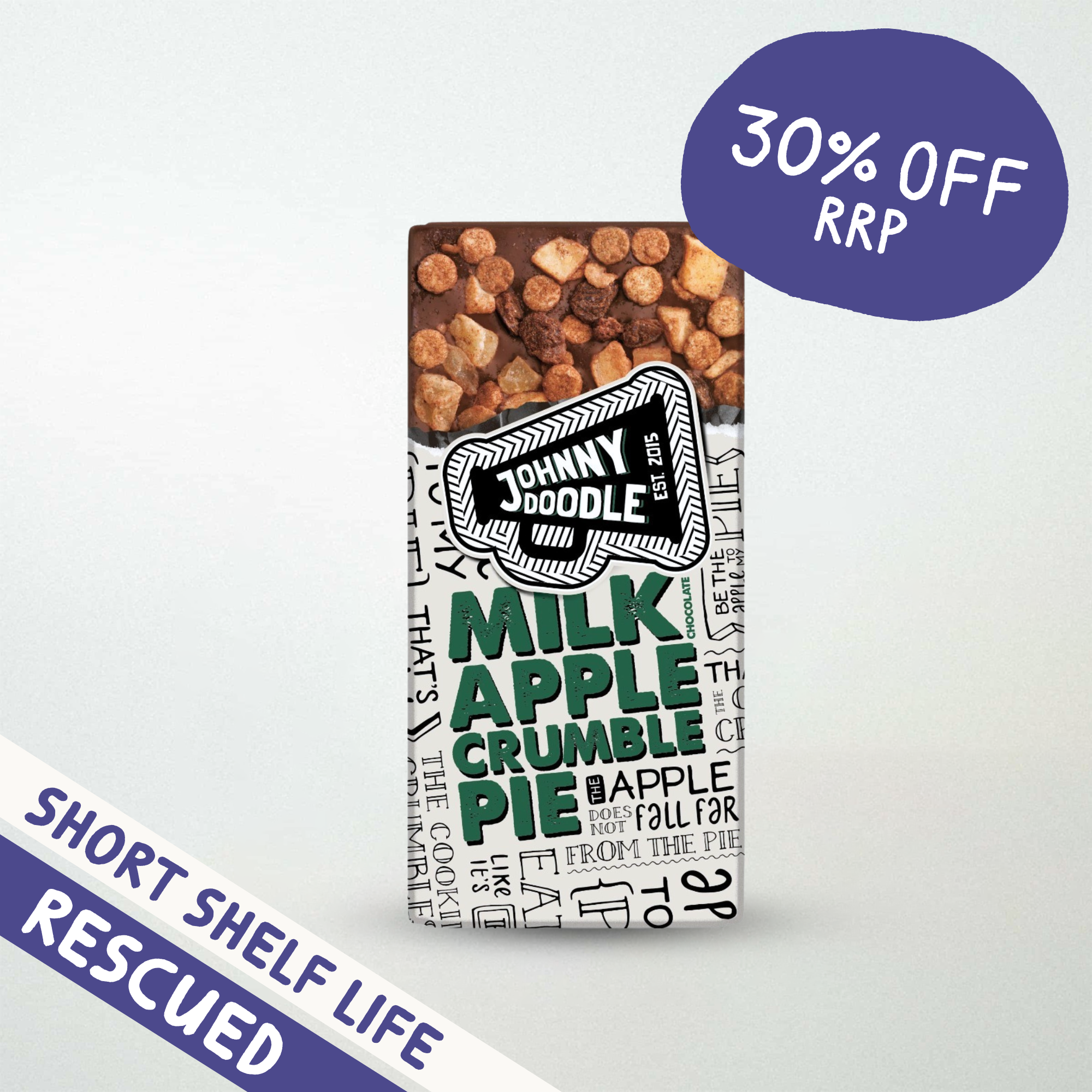 Johnny Doodle Milk Apple Crumble Pie Chocolate Bar