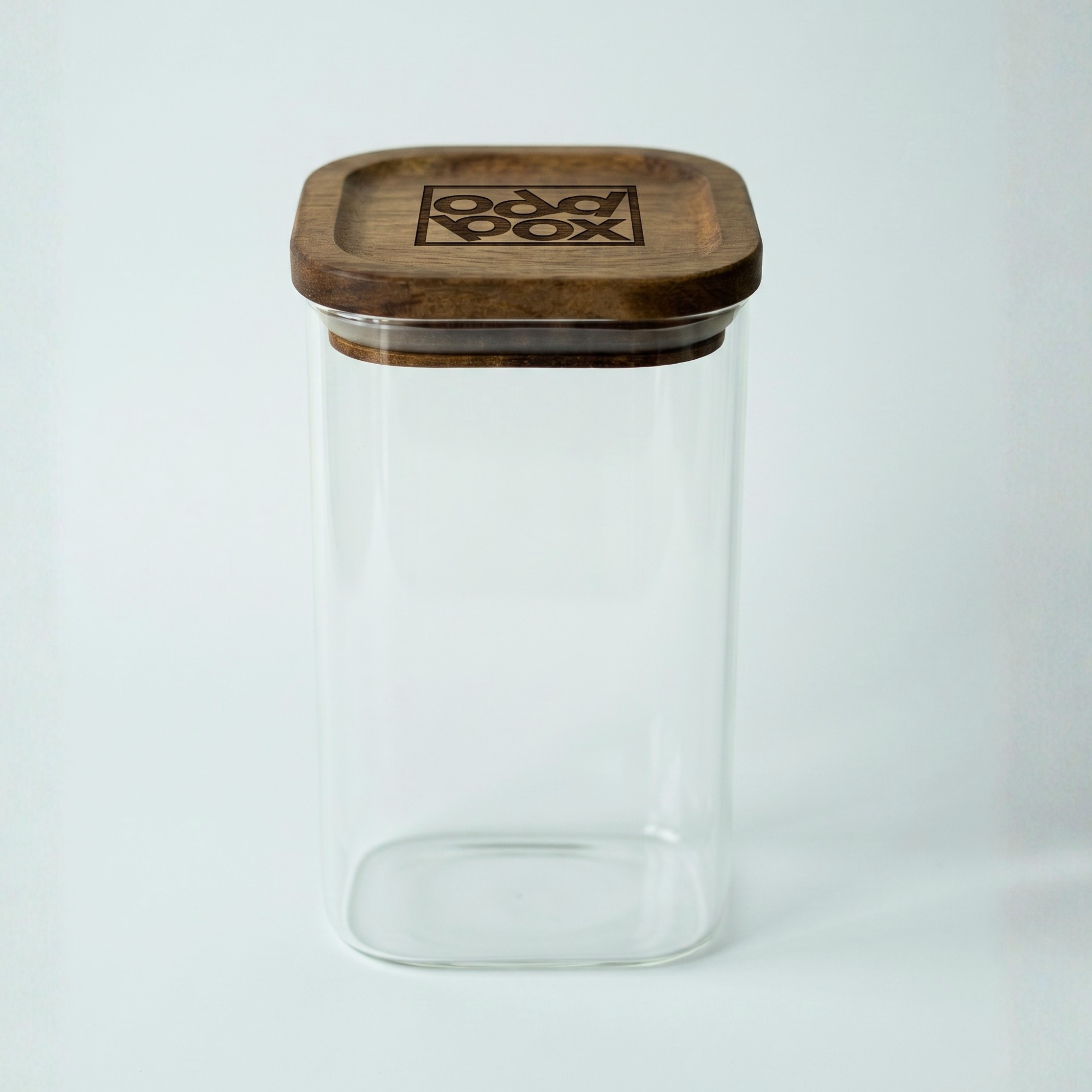 Oddbox Square Glass Jar with Wooden Lid (1.1L)