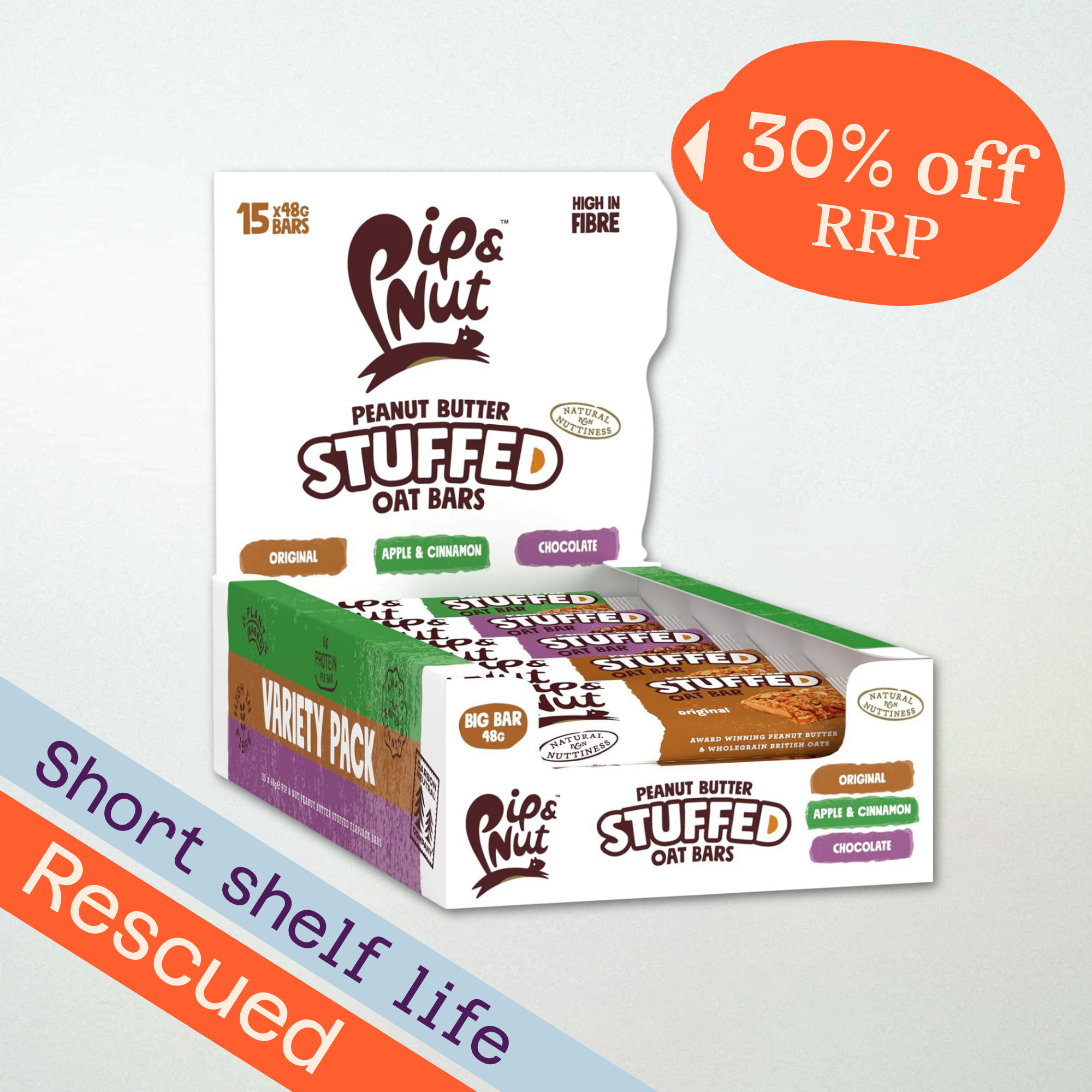 Pip & Nut Peanut Butter Stuffed Oat Bar Variety Multipack