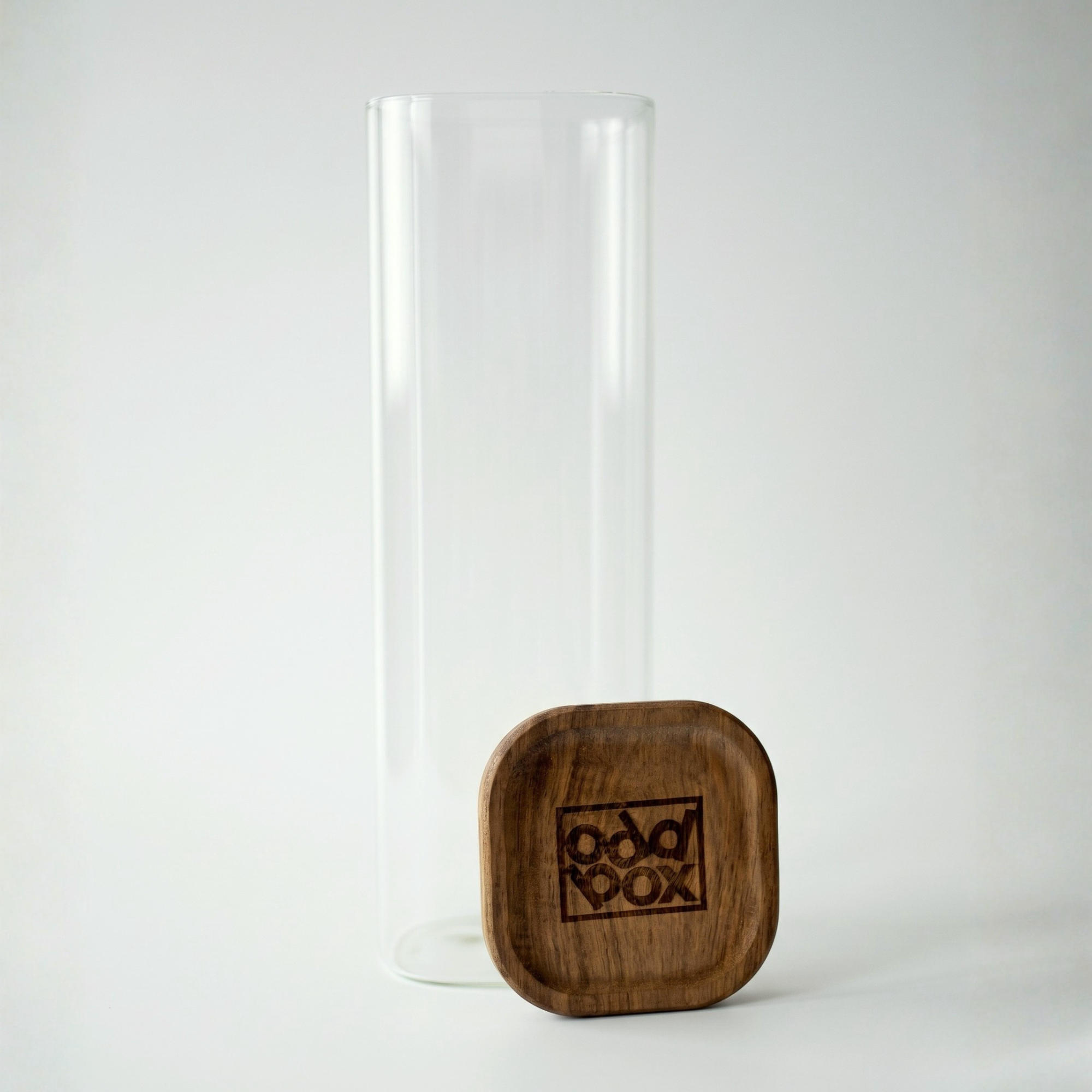 Oddbox Square Glass Jar with Wooden Lid (2.2L)
