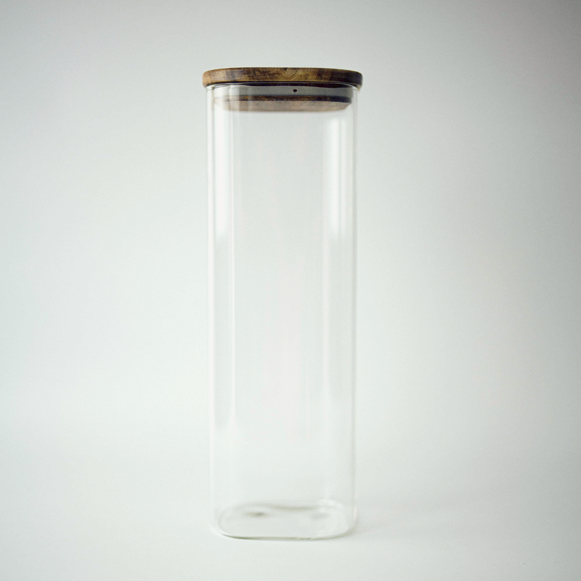 Oddbox Square Glass Jar with Wooden Lid (2.2L)