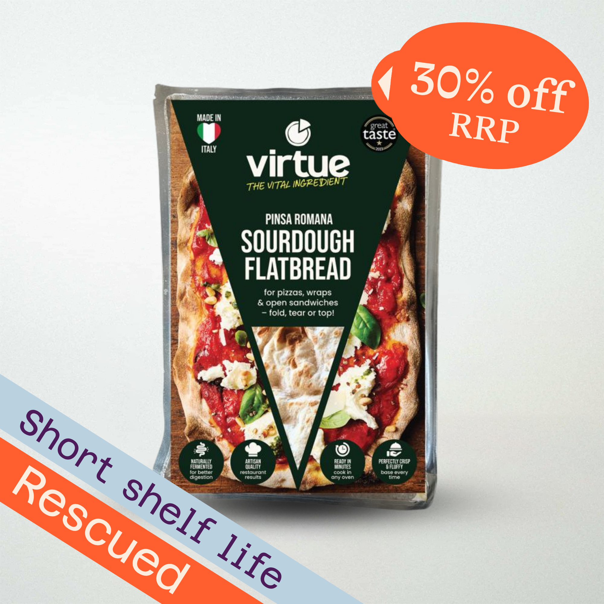 Virtue Pinsa Romana Original Oval Sourdough Flatbread