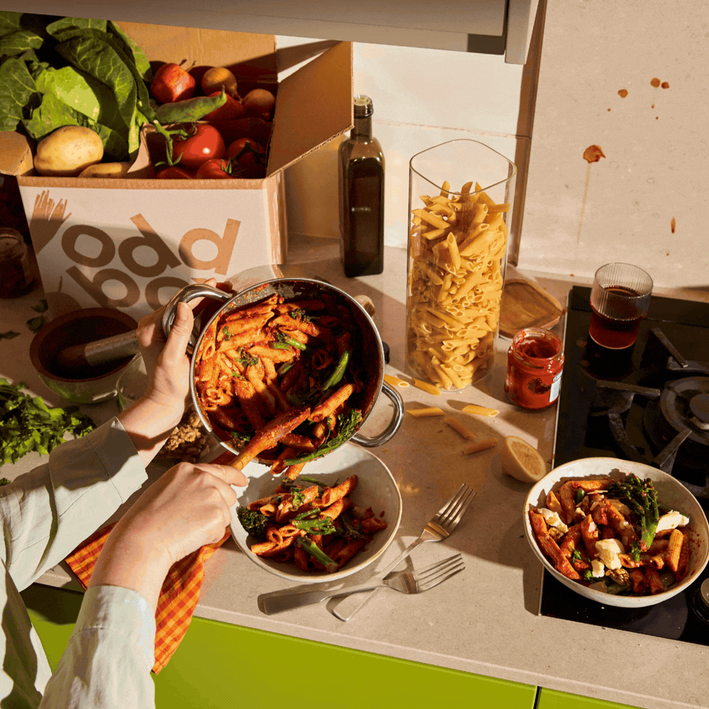 Glass jars filled with loose pantry ingredients.